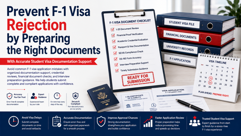 Prevent F-1 Visa Rejection by Preparing the Right Documents