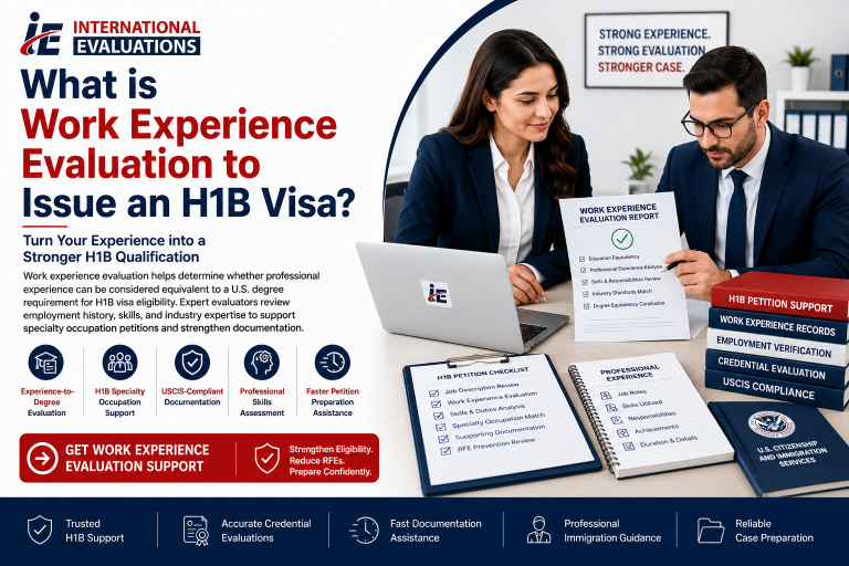 What is Work Experience Evaluation to issue an H1B visa?